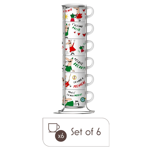 Italia Stackable Percelain Coffee Cups Set of 6