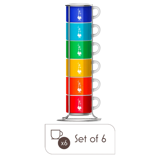 Stackable Espresso Cups – Set of 6 Multicolor Porcelain Coffee Cups